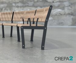 Crepa 2 modulbænk med mange muligheder, stål stel med mahogni