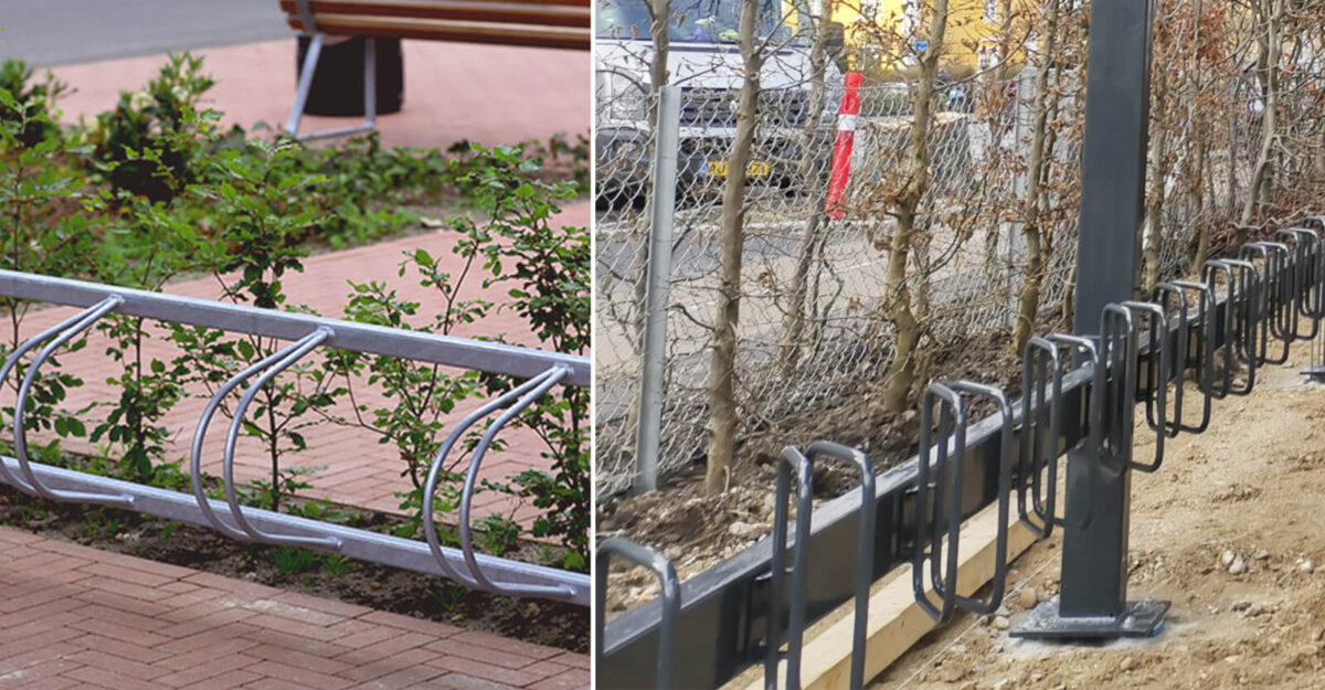 casa 11 - vedligeholdelsesfri cykeloverdækning i galvaniseret stål med cykelstativer til mange cykler