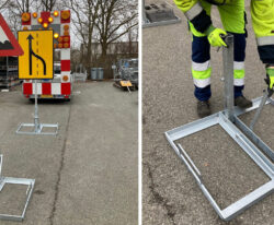 Stabelbar skiltestander i galvaniseret stål til vejskilte