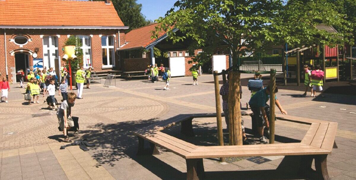GP48 sekskant bænk legeplads i genbrugsplast