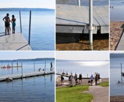Flydebroen i vedligeholdsfrit genbrugsplast til havneanlæg, marina, roklubber og strand som fiskebro, anløbsbro, badebro mv.
